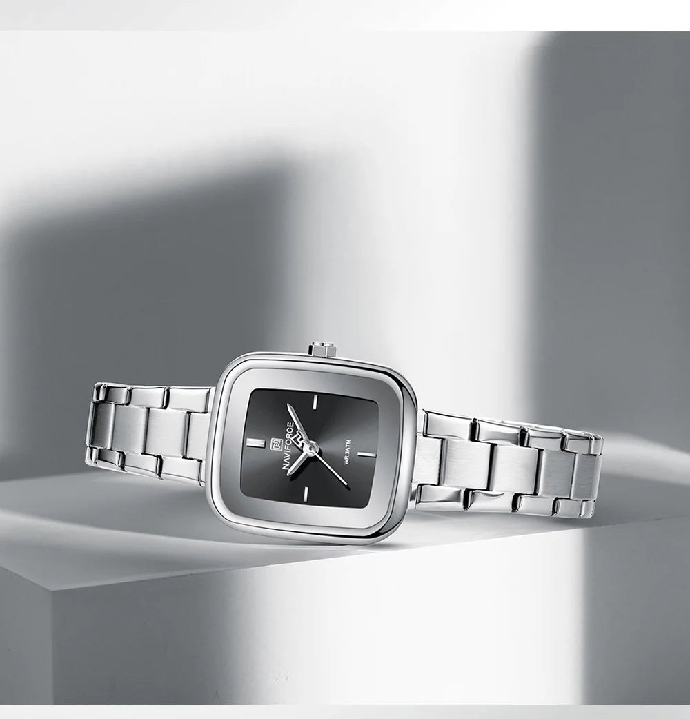 NAVIFORCE Unique Square Watches for Women 30M Waterproof Women's Stainless Steel Watches Sports Fashion Ultra Light Girls' Watch