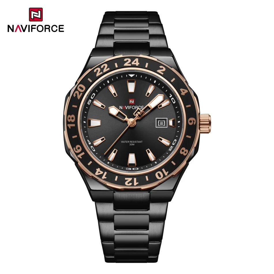 NAVIFORCE Watches for Man Luxury Sports Quartz Clock Luminous Calendar Stainless Steel Waterproof Wristwatch Relogio Masculino