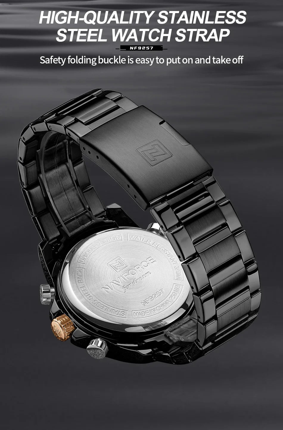 NAVIFORCE Men Watch Steel Band Men's Wrist Watch Casual Sports Multifunction Waterproof big dial Chronograph Day and Date Clock