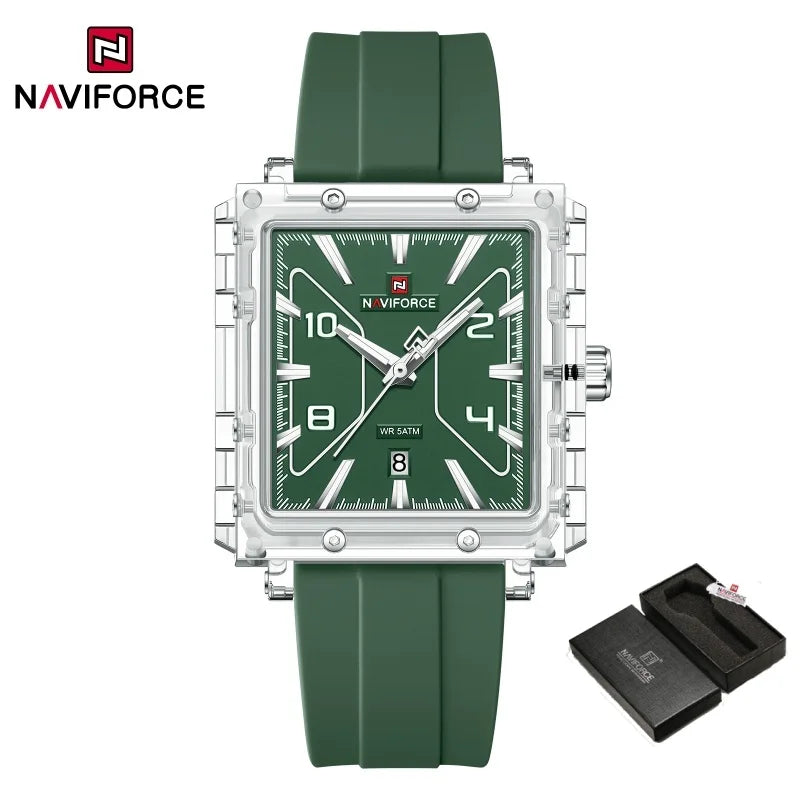 NAVIFORCE High Quality Men Watches 50M Waterproof Sport Date Display Quartz Watch Silicone Luminous Hands boy gift Reloj Hombre