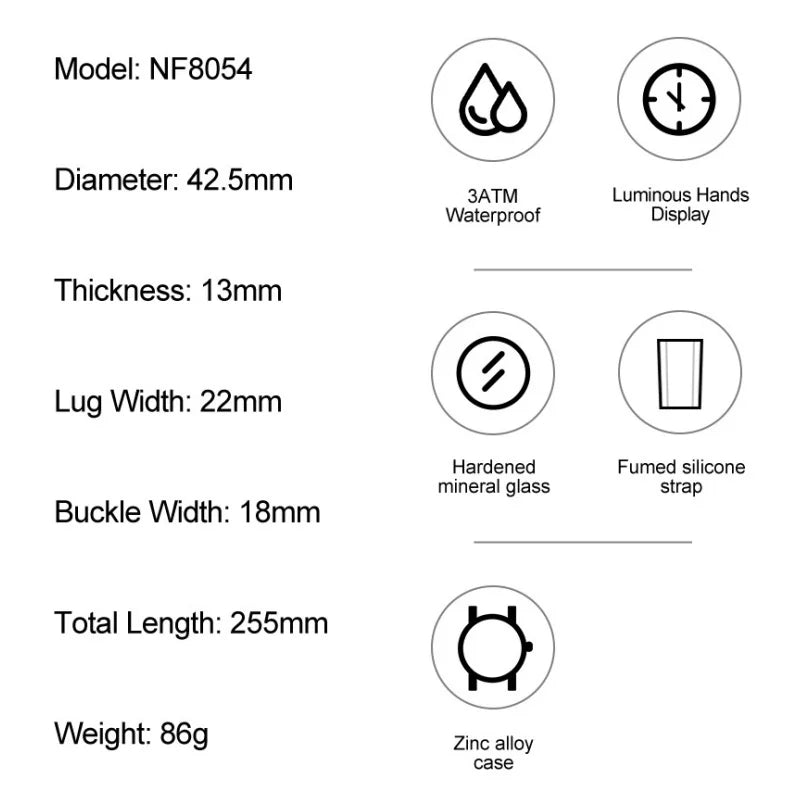 NAVIFORCE Quartz Men's Leisure Chronograph Watch Waterproof Luminous Silica Strap Unique Design Man Fashion Wristwatch Gift Box