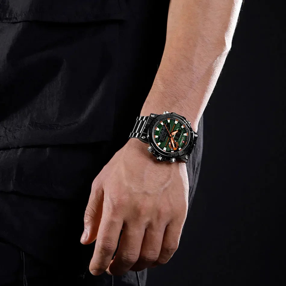 NAVIFORCE New Military Sports Mens Watches Top Brand Luxury Dual Display Waterproof LED Digital Watch for Men Quartz Wristwatch