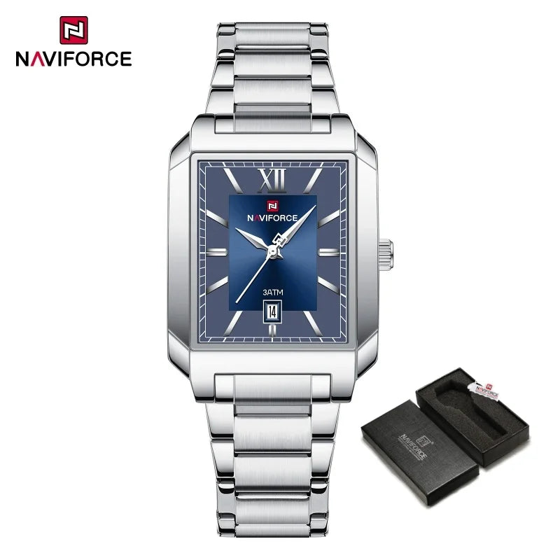 NAVIFORCE Luxury Couple Watch Stainless Steel Lover's Date Watches Quartz WristWatch For Women Men Simple Waterproof Clock Gift