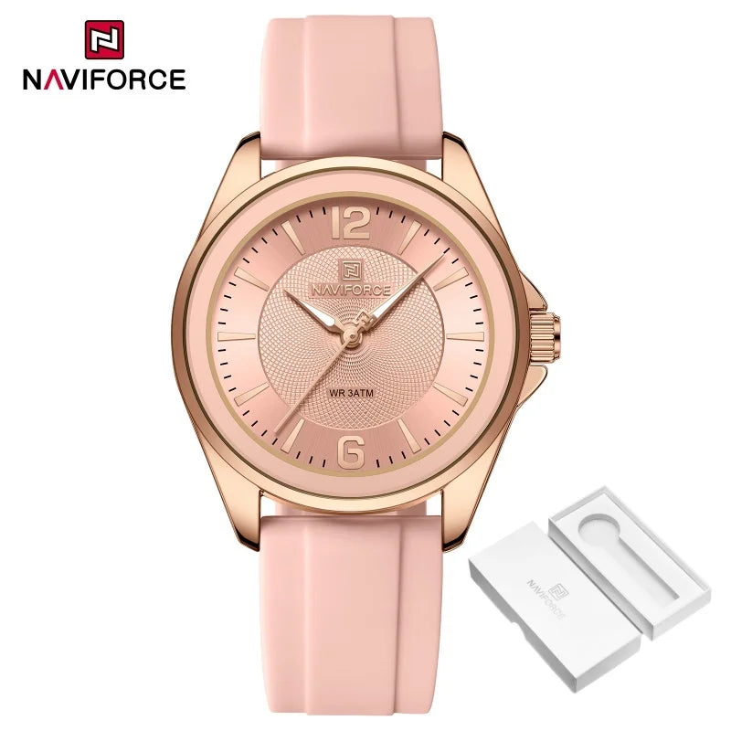 NAVIFORCE Luxury Sport Watch for Women Elegant Waterproof Wristwatch with Comfortable Silicone Strap Fashion Ladies Dress Clock