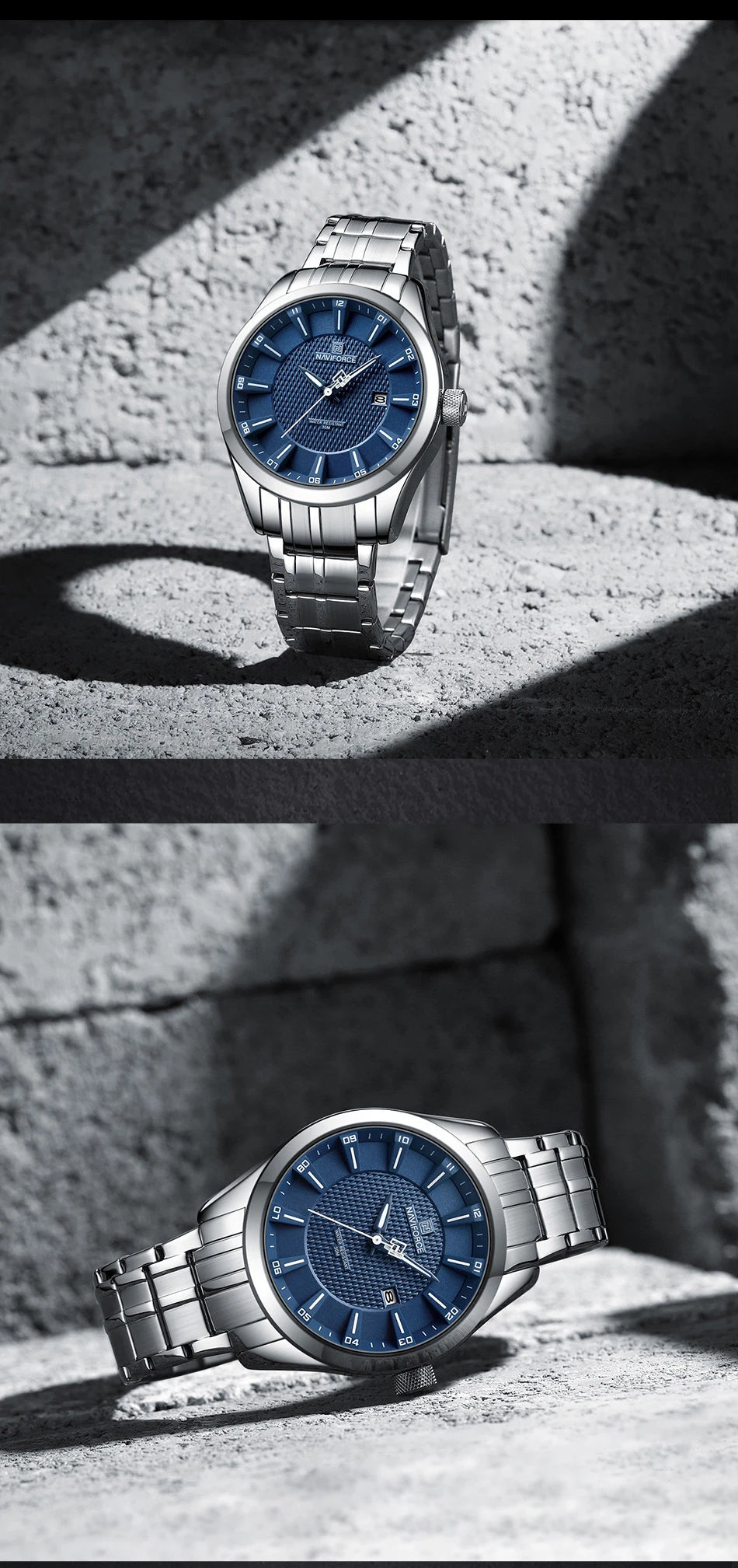 NAVIFORCE New Style Man's Watch Waterproof Quartz Calendar Date Clock Stainless Steel  Male Business Casual Wristwatch Gifts Box