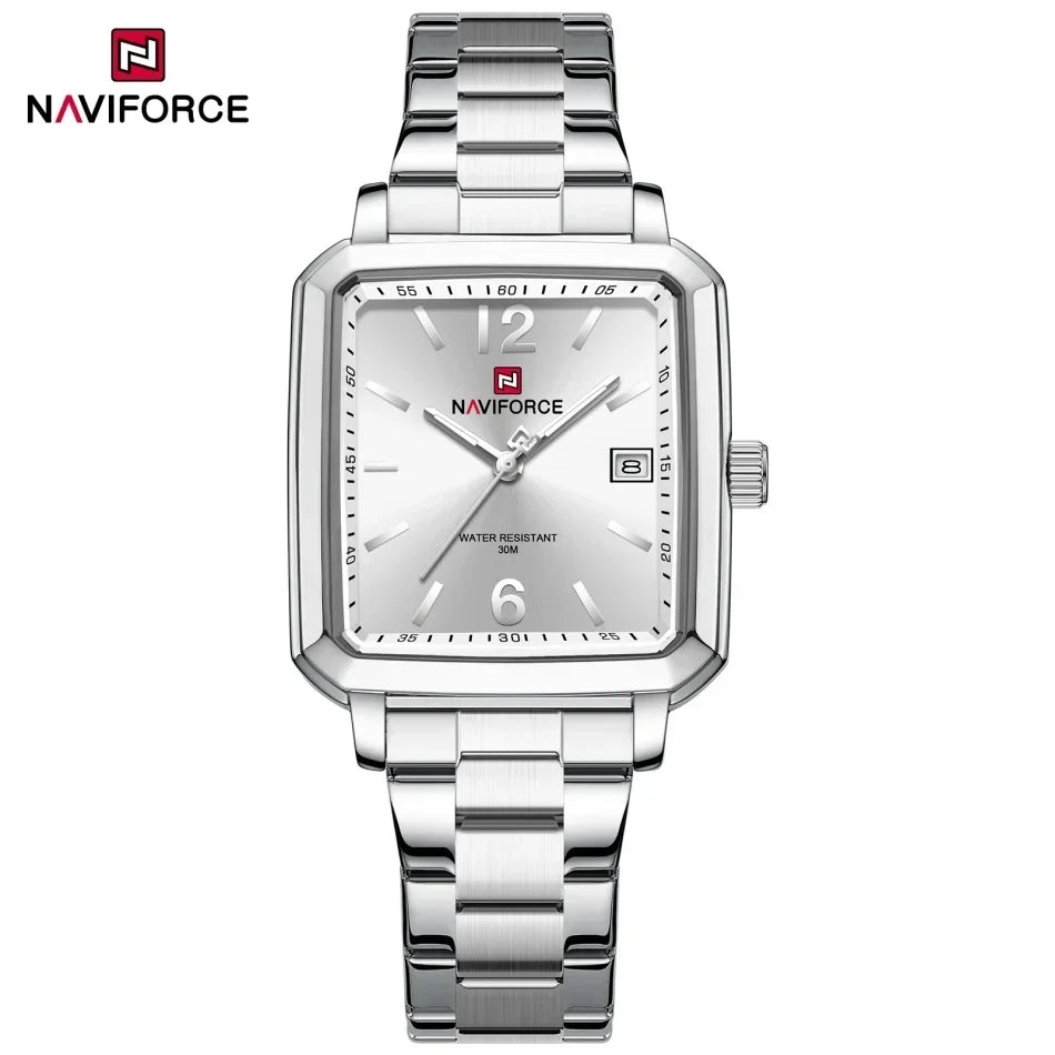 NAVIFORCE Square Design Lover's Watches Original Casual Waterproof Calendar Luxury Sports Quartz Watch for Women Men Date Gift