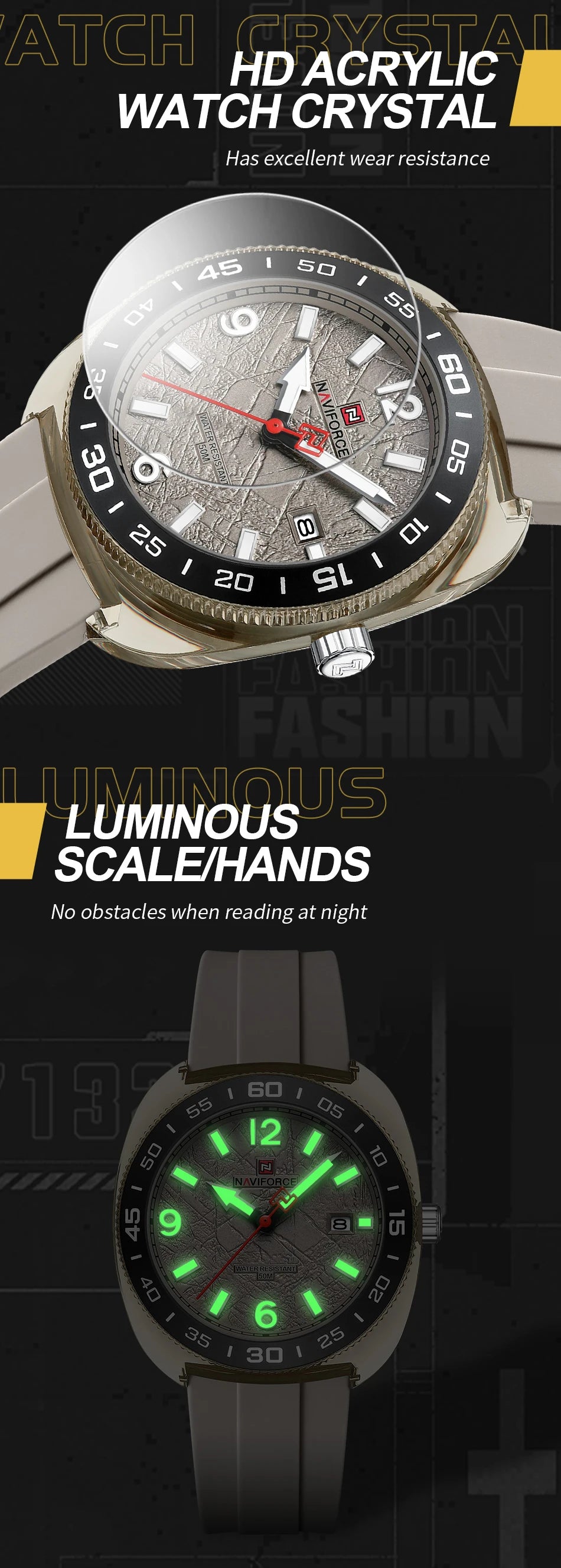 NAVIFORCE Man's Watch Quartz Calendar Luminous 5ATM Waterproof Business Luxury Casual Simple Wristwatch Gifts Box Male NF7132