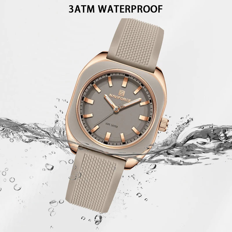 NAVIFORCE Simple Women Watches Luxury Design Silicone Watch Ladies Quartz Wristwatch Womens Polygon Dial Luminous Reloj Mujer