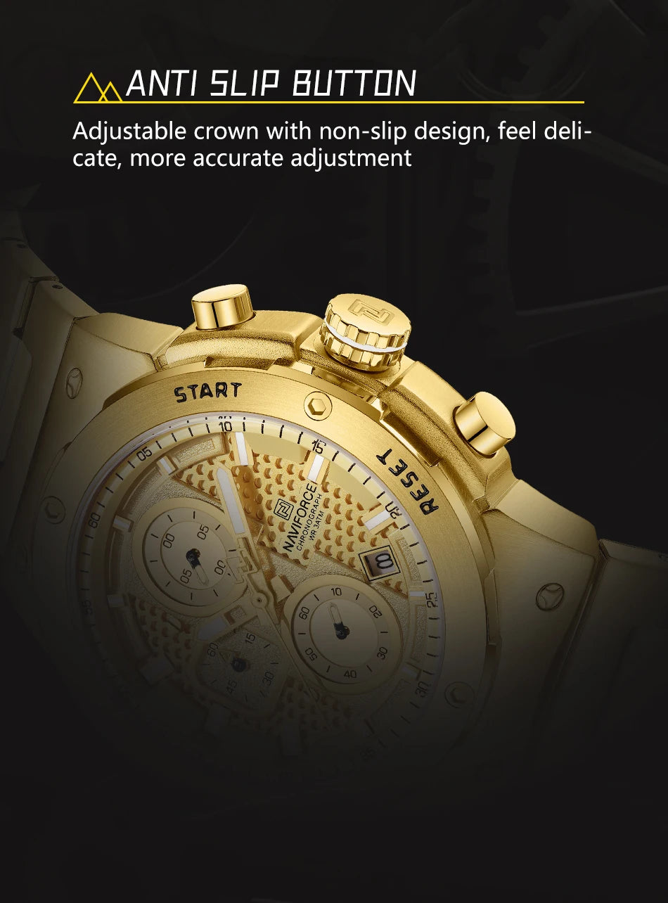 NAVIFORCE Top Luxury Men Watches Luminous Date Waterproof Chronograph Quartz Man Watch Stainless Steel Sport Military Wristwatch