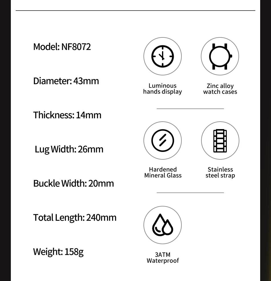 NAVIFORCE Top Luxury Men Watches Luminous Date Waterproof Chronograph Quartz Man Watch Stainless Steel Sport Military Wristwatch