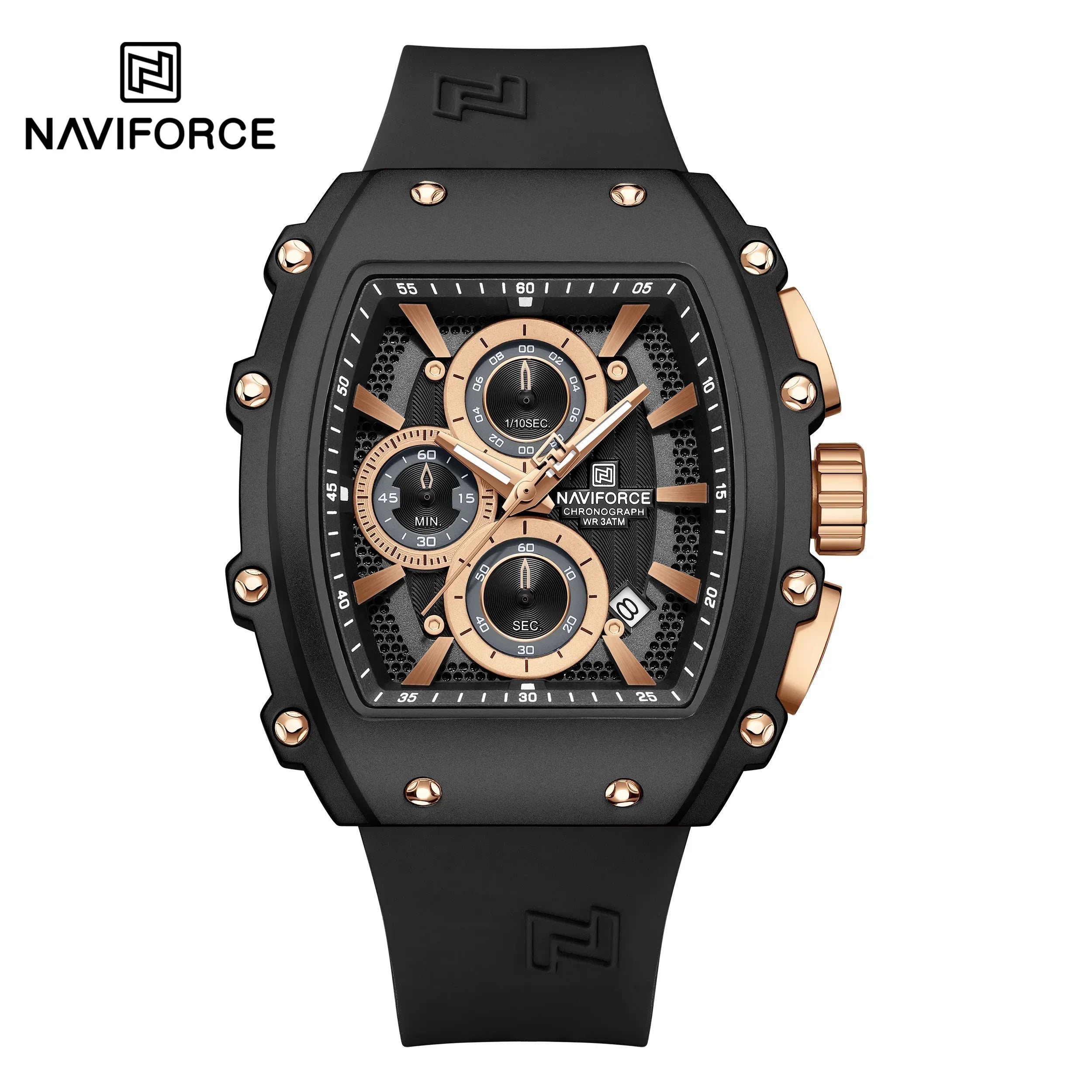 NAVIFORCE Men's Watch Quartz Chronograph Waterproof Date Display Steel Band Hot Business Fashion Casual Sports Male Gifts NF8070