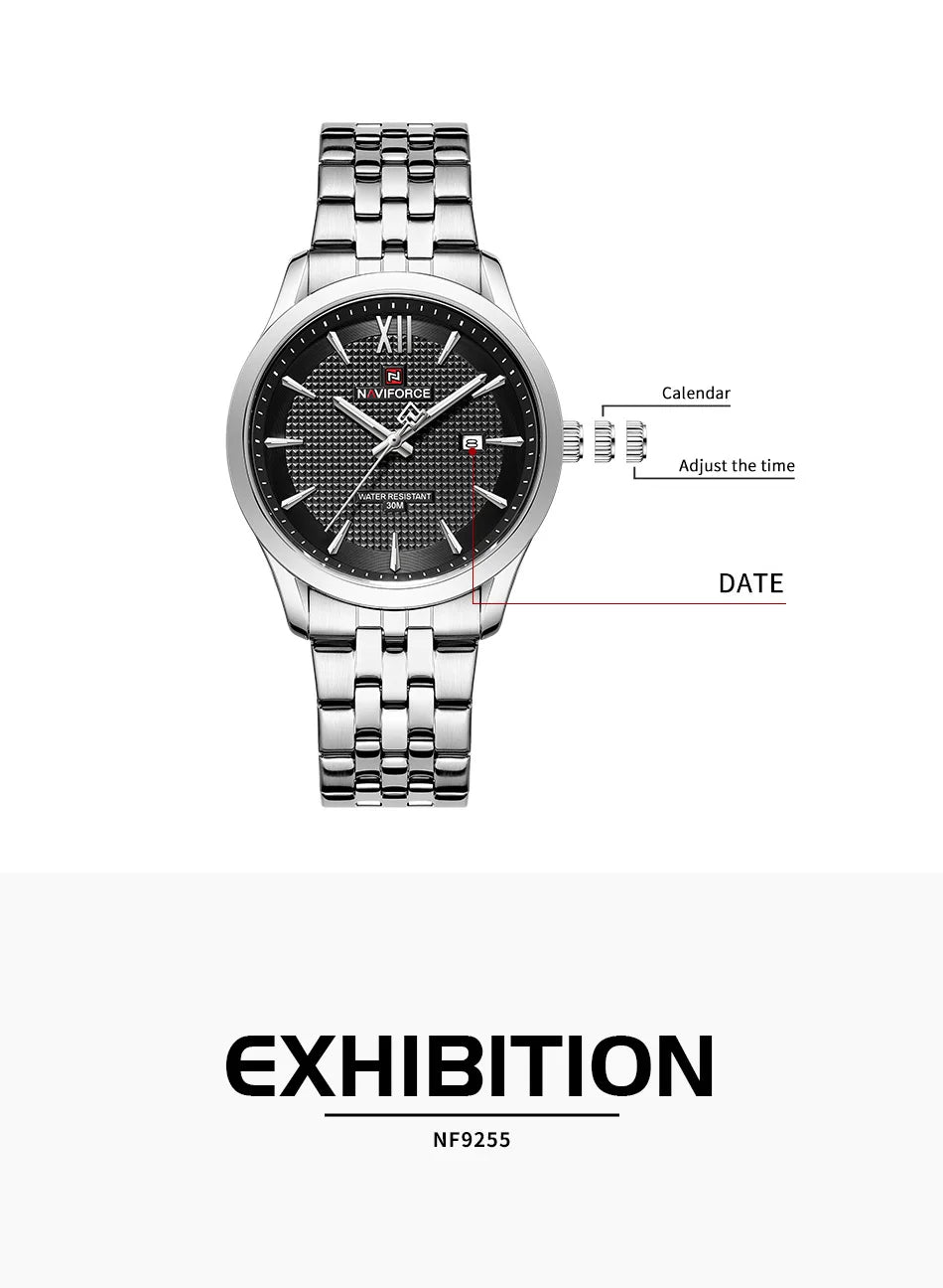 New Style NAVIFORCE Ultra Thin 9mm Minimalist Fashion Quartz Watch for Men Steel Band Auto Date Male Waterproof GIft Wristwatch