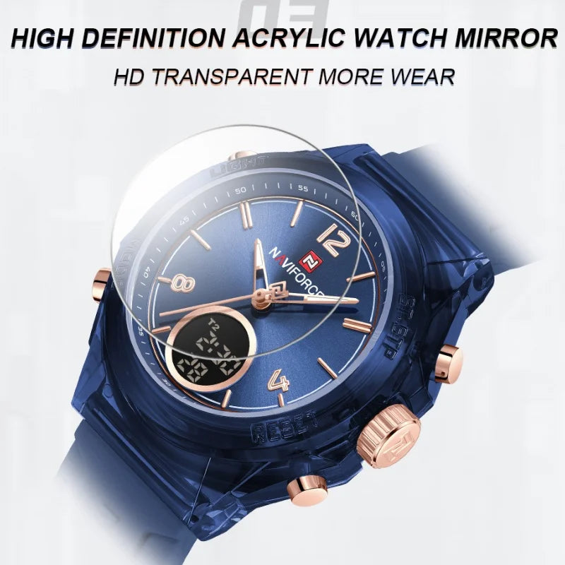 NAVIFORCE Watches For Woman Quartz Dual Display 5ATM Waterproof Ladies Casual Fashion Sports Girls Outdoor Wristwatch Gifts Box