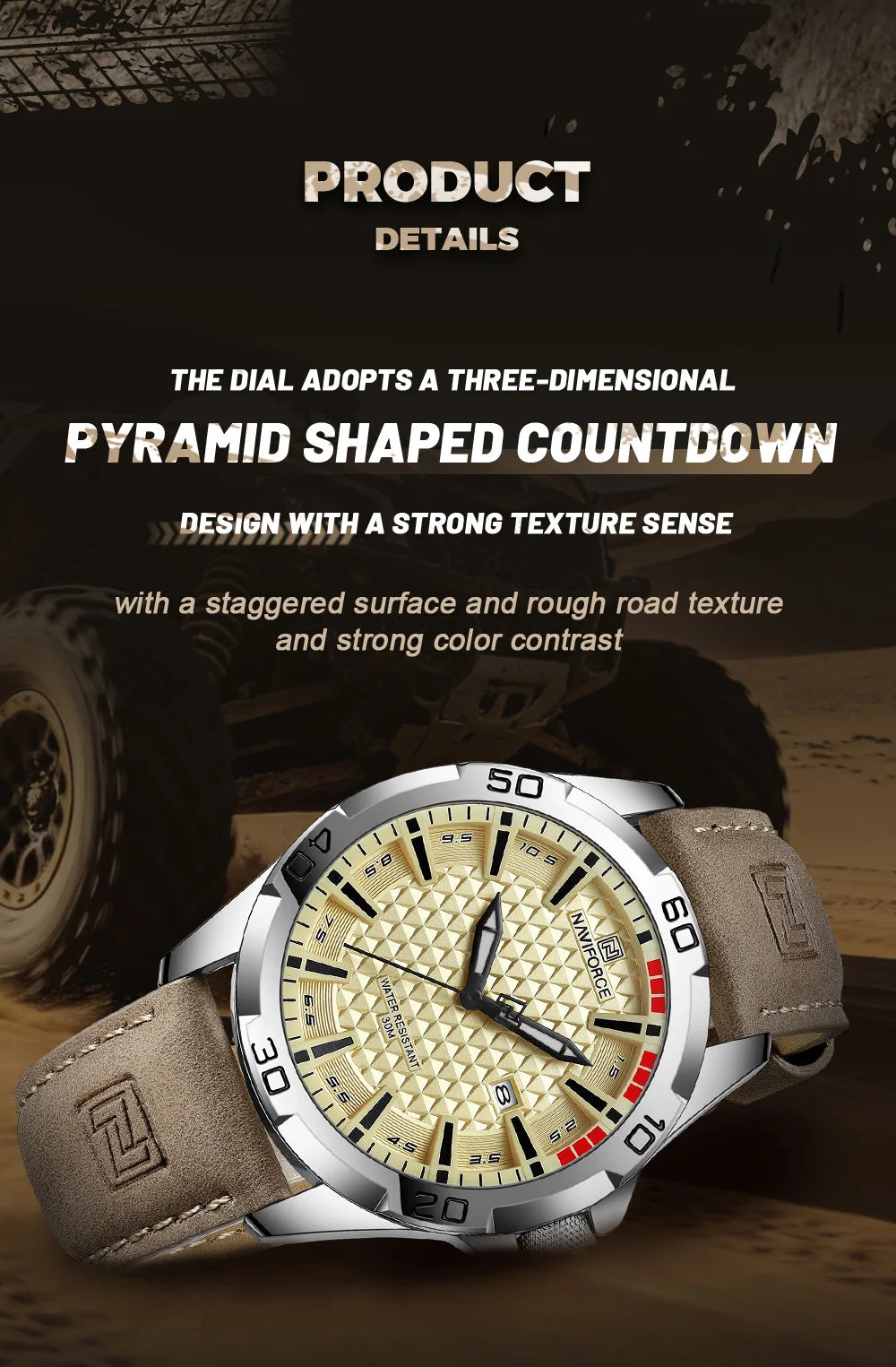 Naviforce Brand Sports Men Watches Leather Band Male 30m Waterproof Military Wristwatch Quartz Date Clock Relogio Masculino 2023