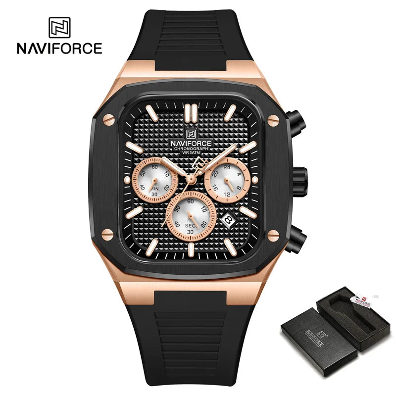 NAVIFORCE Luxury Men Watches Fashion Casual Waterproof Date Quartz Wristwatches Silicone Strap Luminous Clock Relogio Masculino