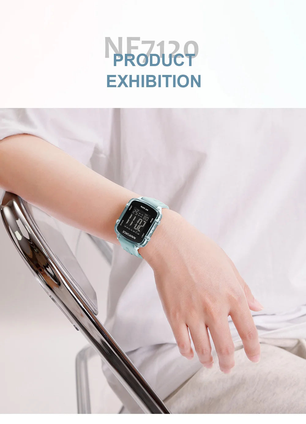 NAVIFORCE Watches for Woman LCD Digital 5ATM Waterproof Date Display Soft Silicone Strap Female Daily Casual Sports Wristwatch