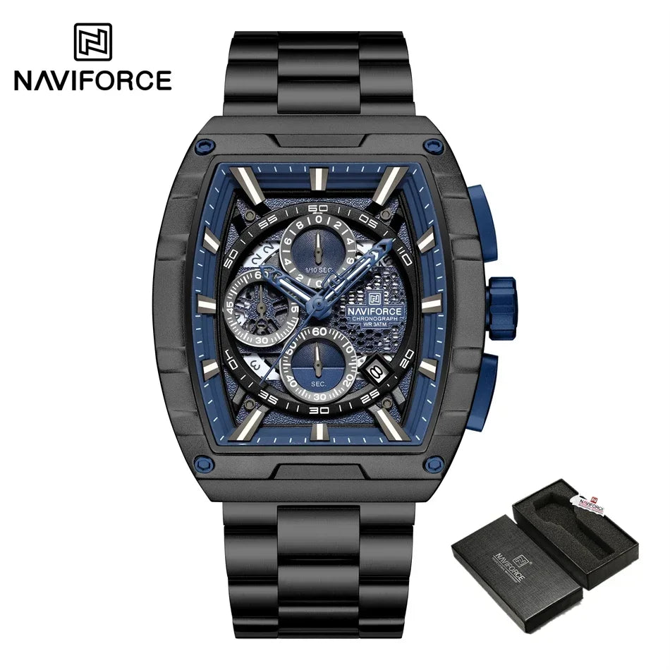 NAVIFORCE Man Watch Luxury Waterproof Stainless Steel Quartz Men's Watches Sports Auto Date Wristwatch Chronograph Simple Clocks