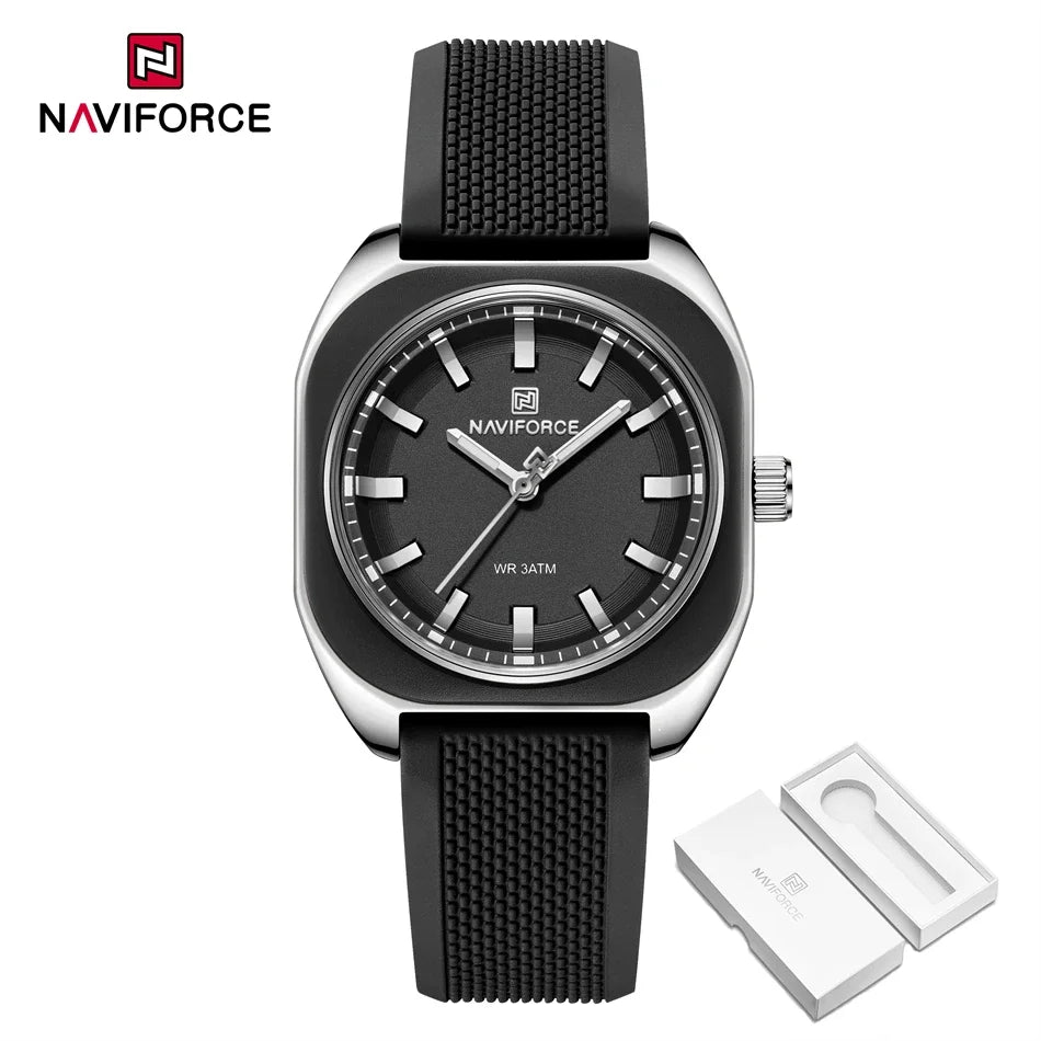 NAVIFORCE Simple Women Watches Luxury Design Silicone Watch Ladies Quartz Wristwatch Womens Polygon Dial Luminous Reloj Mujer