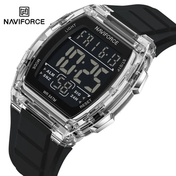 NAVIFORCE Luxury LCD Digital Sport Watches For Men Luxury Casual Alarm Clock 50M Waterproof Silicone Band Electronic Wristwatch