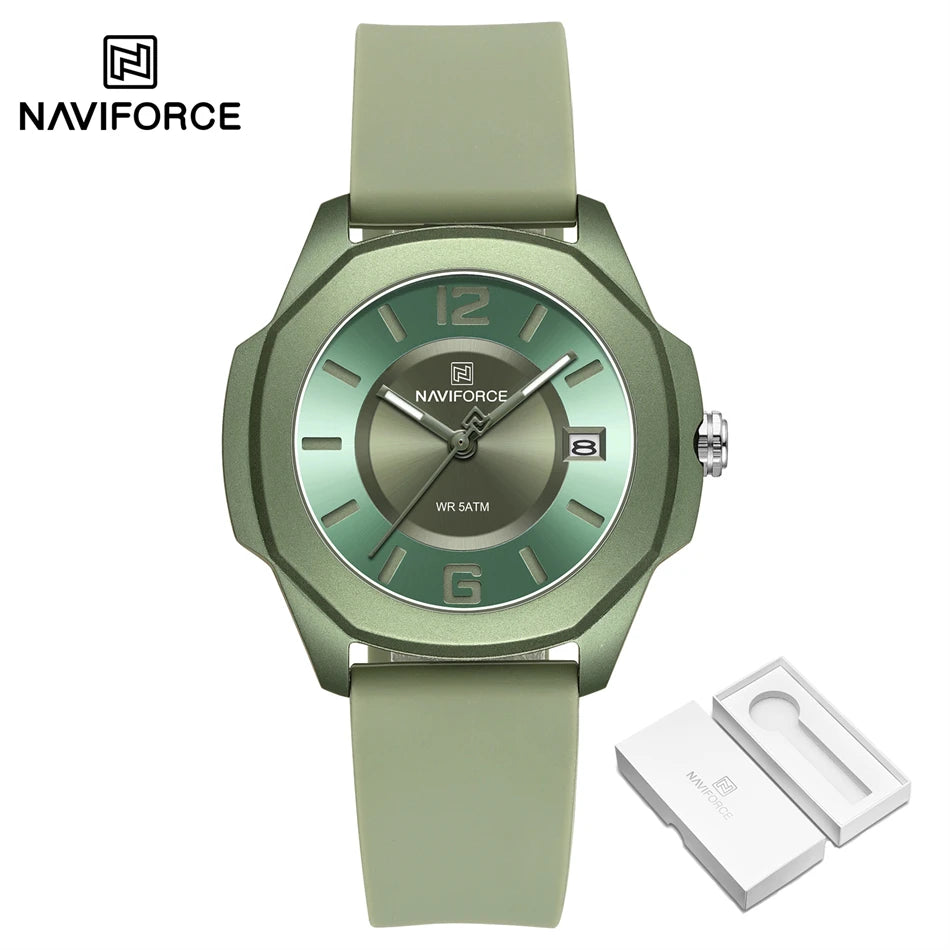 High Quality NAVIFORCE Women's Luxury Elegant Quartz Watch Simple Style Silicone Strap 3ATM Waterproof Wristwatches Reloj Mujer