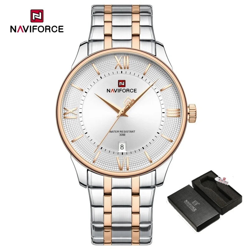 Top Brand NAVIFORCE Men's Watches Stainless Steel Week Date Clock Waterproof Luxury Male Quartz Wristwatches Relogio Masculino