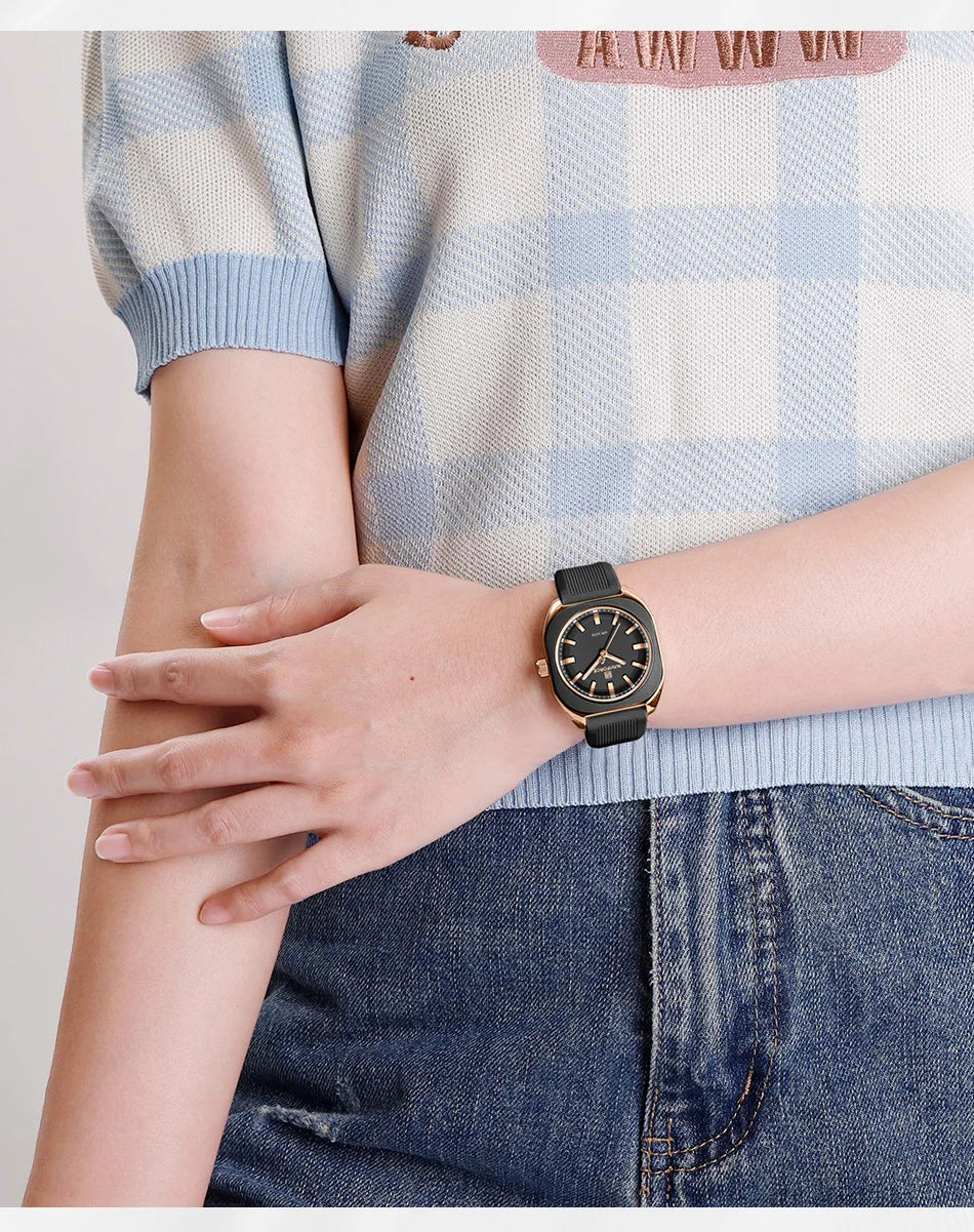 NAVIFORCE Simple Women Watches Quartz Waterproof Polygon Dial Luminous Silicone Watch Ladies Luxury Wristwatch Gift Box NF5061