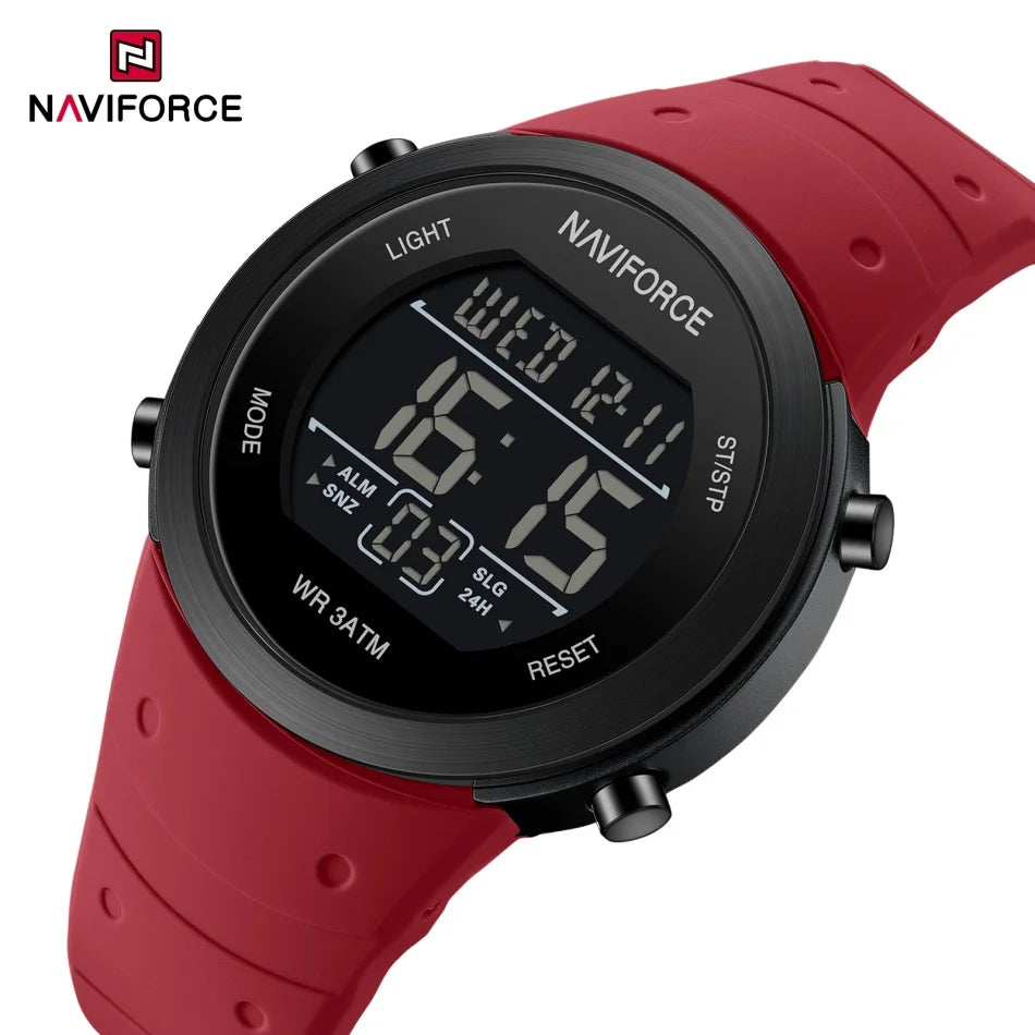 NAVIFORCE Brand Men Watches Luxury Comfortable Silicone Strap Electronic Day and Date Display Clock Waterproof Men Wristwatches