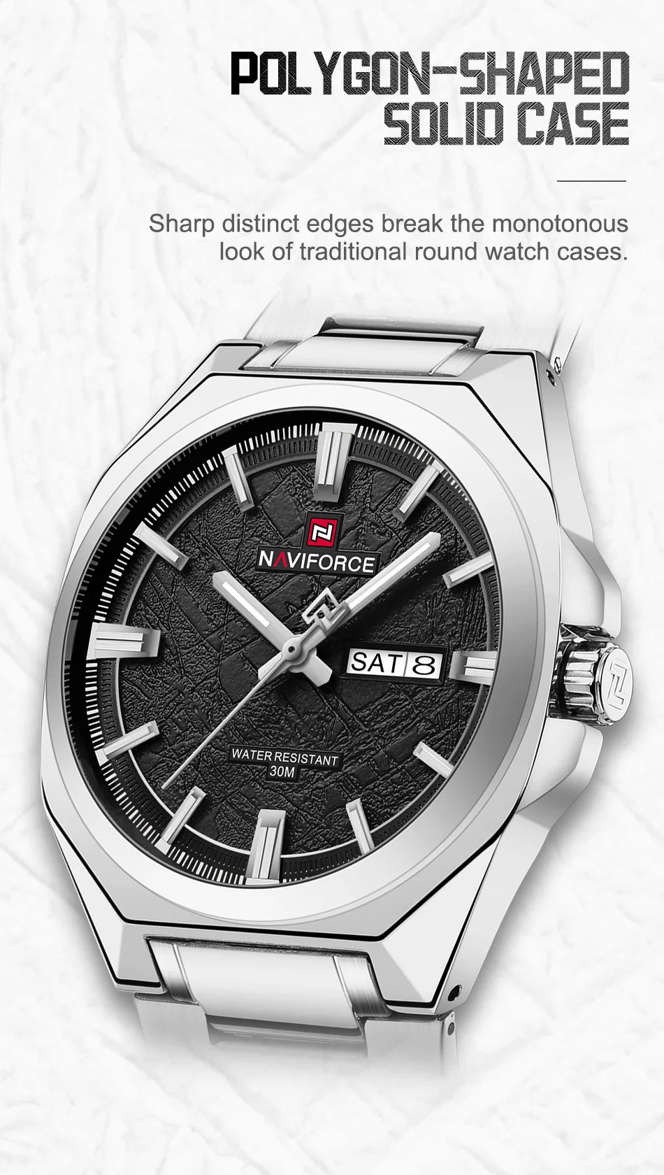 NAVIFORCE Watches for Man Quartz 30M Waterproof Luminous Hand Stainless Steel Business Male Fashion Wristwatch Relogio Masculino