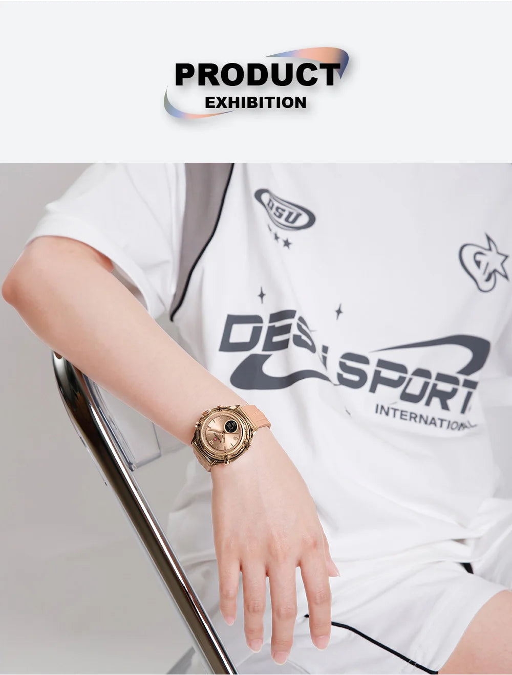 NAVIFORCE Sport Watches Women 50M Waterproof Lady Watch Lover Gifts Dual Time Display Wristwatch Digital LED Back Light Clock