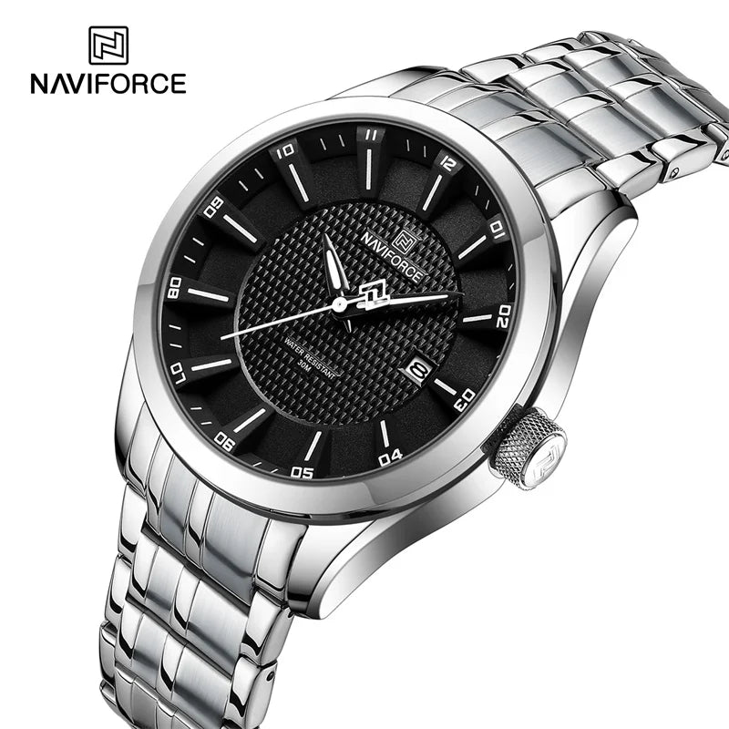 NAVIFORCE Brand 2023 New Design Men's Quartz Wristwatches Stainless Steel Strap Waterproof Watch Male Date Clock Reloj Hombre