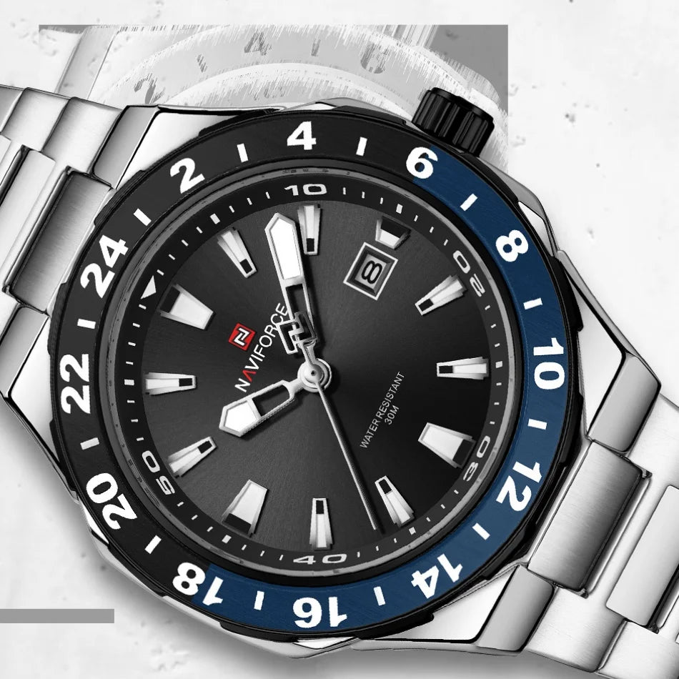 NAVIFORCE Watches for Man Luxury Sports Quartz Clock Luminous Calendar Stainless Steel Waterproof Wristwatch Relogio Masculino