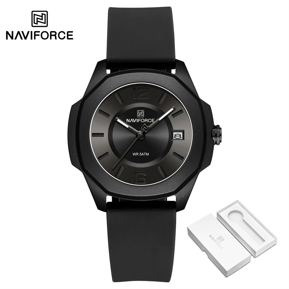 NAVIFORCE Ladies Watch For Women Silicone Strap Clock Quartz Wrist Watches for Women 5ATM Waterproof Casual Relogio Feminino