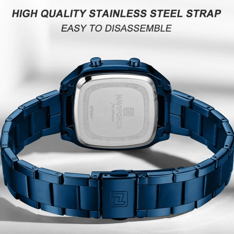 NAVIFORCE 2026 Watches for Women LCD Digital Waterproof Stainless Steel Strap Female Casual Fashion Daily Wear Wristwatch NF5047