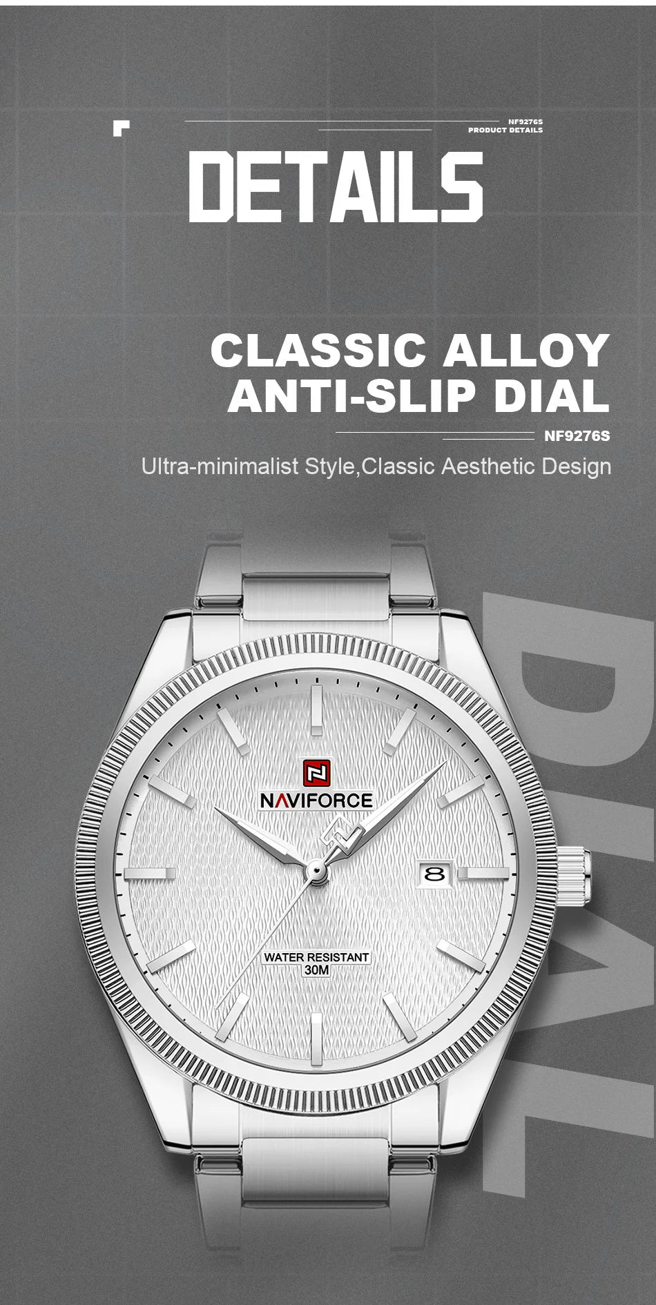 NAVIFORCE Fashion Watches for Men Luxury Business Stainless Steel Strap Quartz Wristwatches Waterproof Calendar Luminous Clock