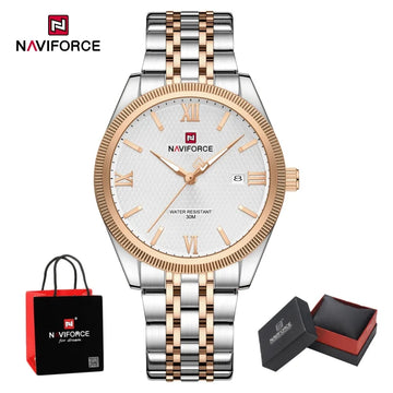 NAVIFORCE Men Watch Quartz Calendar Waterproof Stainless Steel Trendy Male Business Original Design NF9282 Wristwatch Gift Box