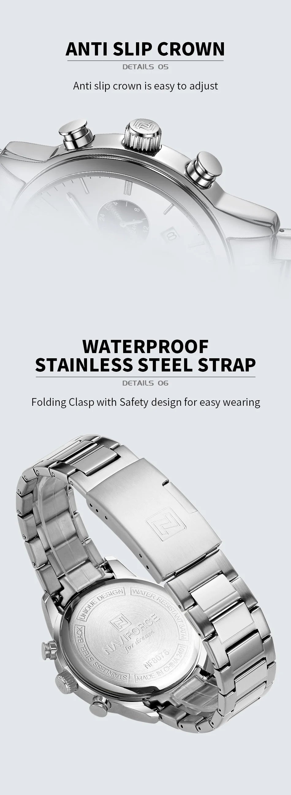 NEW NAVIFORCE Fashion Men's Watch Luxury Waterproof Male Quartz Wristwatch 24 Hour Date Display Male Chronograph Luminous Clock