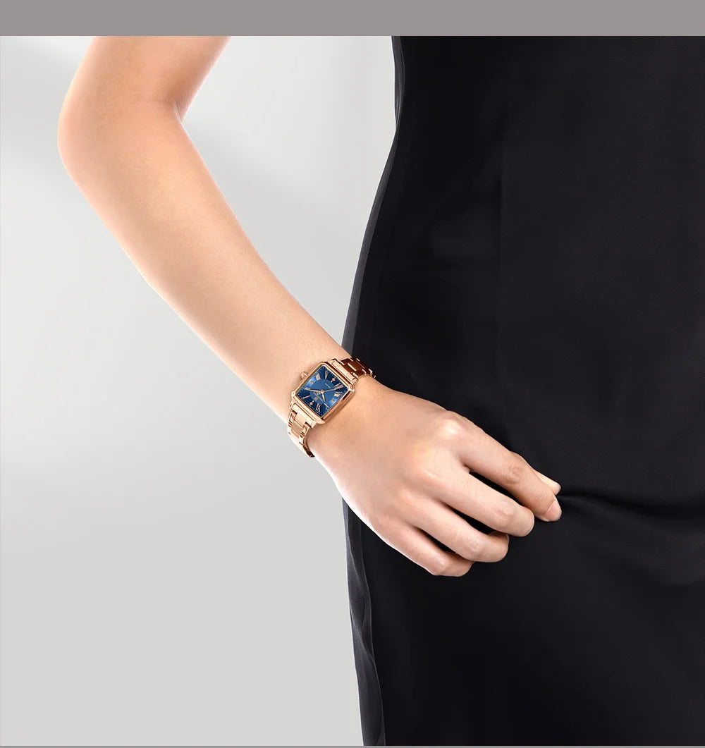 NAVIFORCE Elegant Stainless Steel Ladies Clock Women's 30M Waterproof Wristwatch Original  Double Snap Watch Women Fashion Gifts