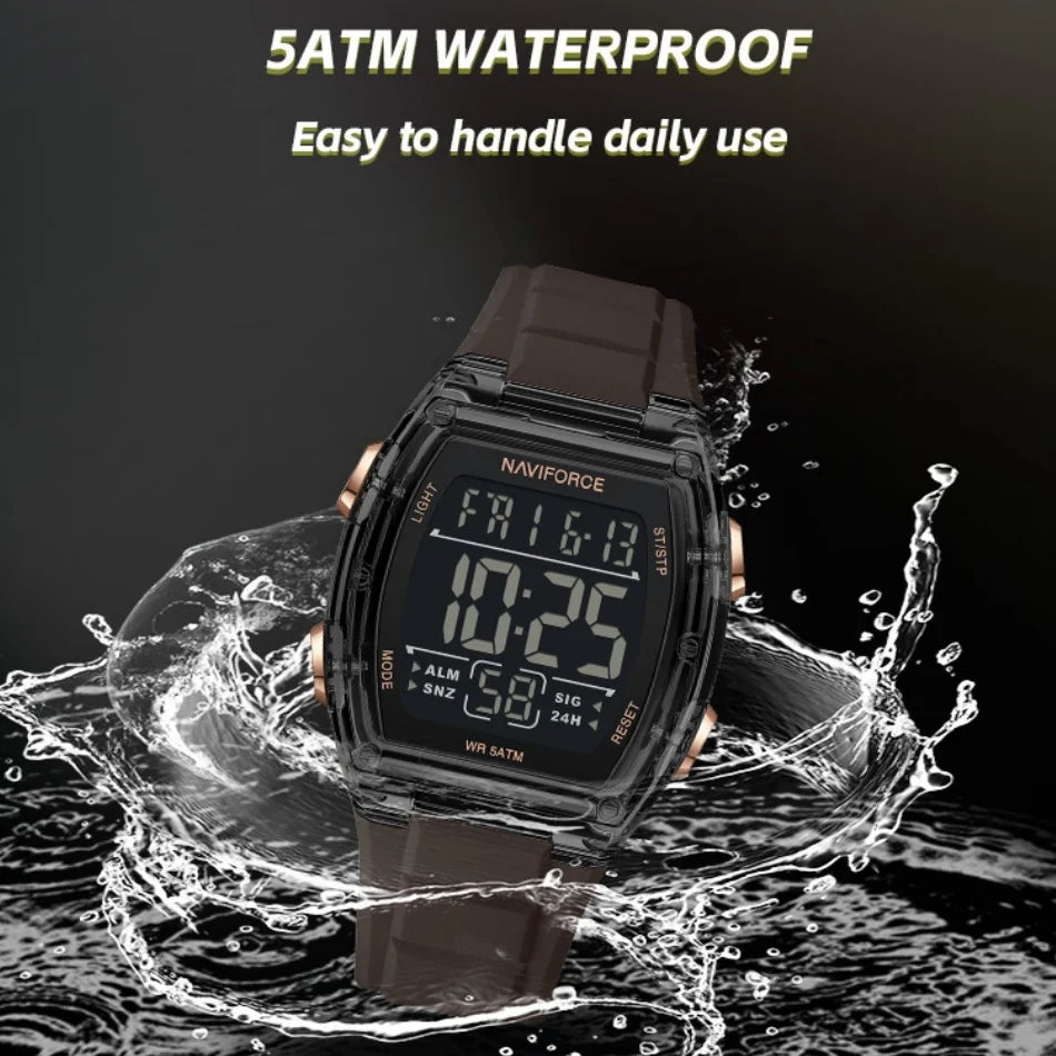 NAVIFORCE Men's Watch Alloy Dial Analog LCD Digital Display Sport Waterproof Quartz Wristwatch Date Chronograph Luminous Clock