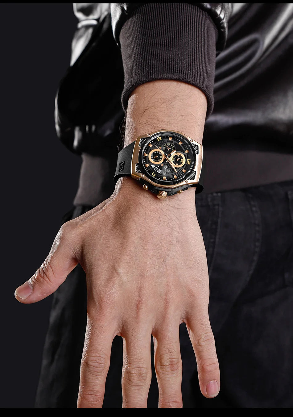 NAVIFORCE Men's Luxury Silicone Strap Male Quartz Wristwatch Casual Sport Waterproof Luminous Clock Relogio Masculino 2024 New