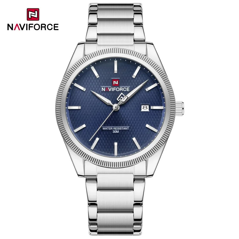 NAVIFORCE Fashion Watches for Men Luxury Business Stainless Steel Strap Quartz Wristwatches Waterproof Calendar Luminous Clock