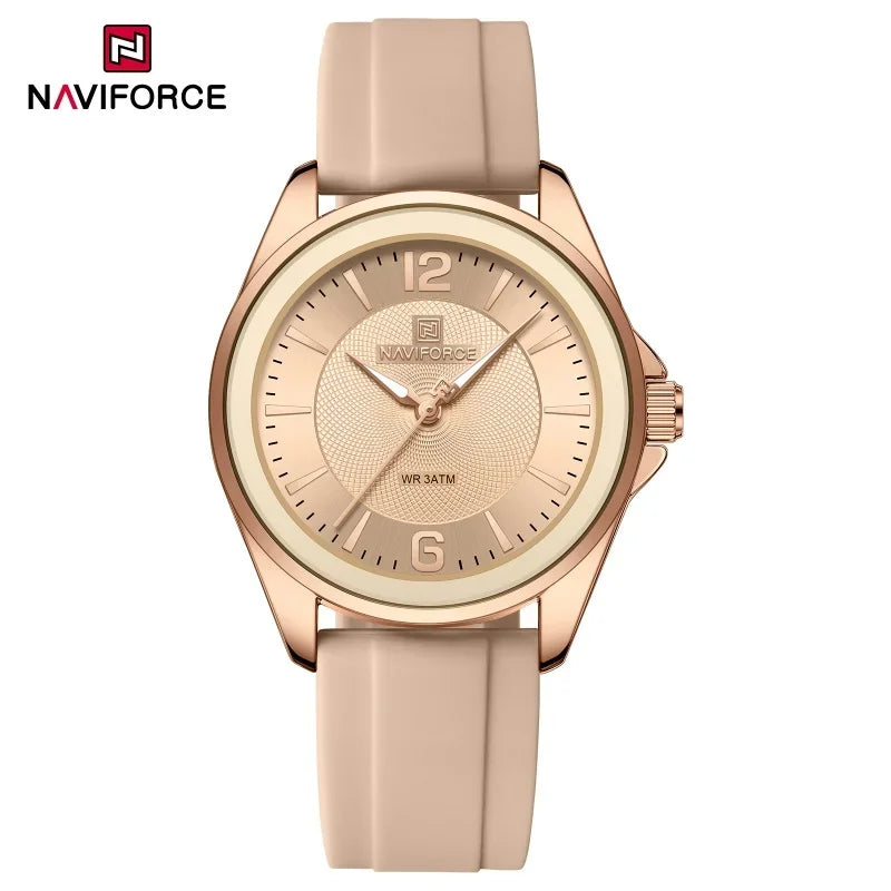 NAVIFORCE Original Women's Watches Classic Round Dial Silicone Strap 3ATM Waterproof Luxury Watch for Women Give for girls gifts