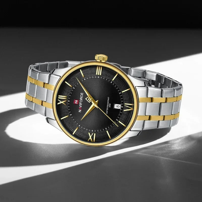 NAVIFORCE Men's Watch Stainless Steel Strap Waterproof Luxury Sport Male Quartz WristWatch Calendar Clock Reloj Hombre man gift