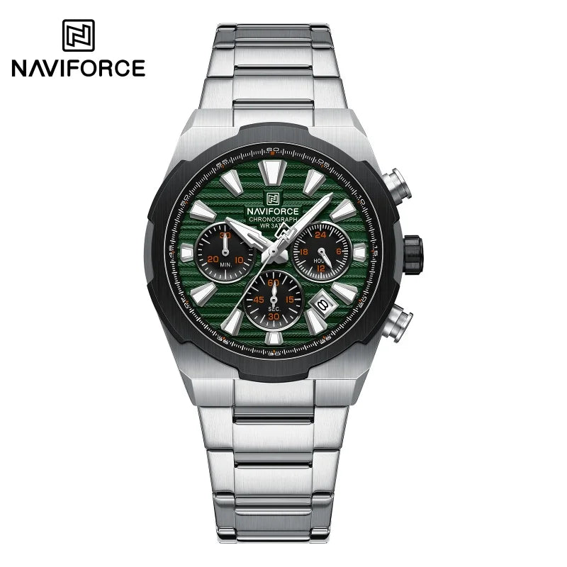 NAVIFORCE Watch For Men Mutifunction Chronograph Quartz Wristwatches Calendar display Military 24 Hours Luminous New Men Clock