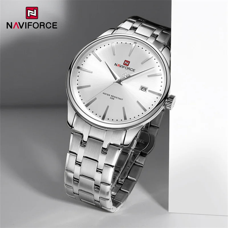 Top Brand NAVIFORCE Men's Calendar Watch Waterproof Fashion Business Stainless Steel Strap Quartz Wristwatches Relogio Masculino