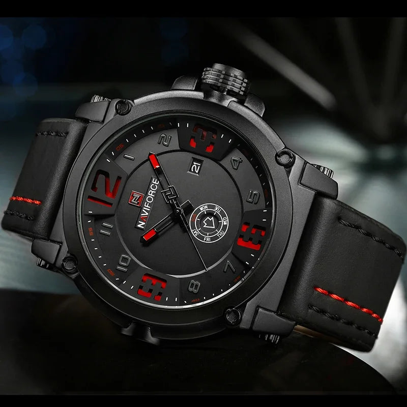 Top Brand NAVIFORCE Men's Army Military Leather Quartz Watch Male Waterproof Clock Boy Sports Watches Relogio Masculino Gifts
