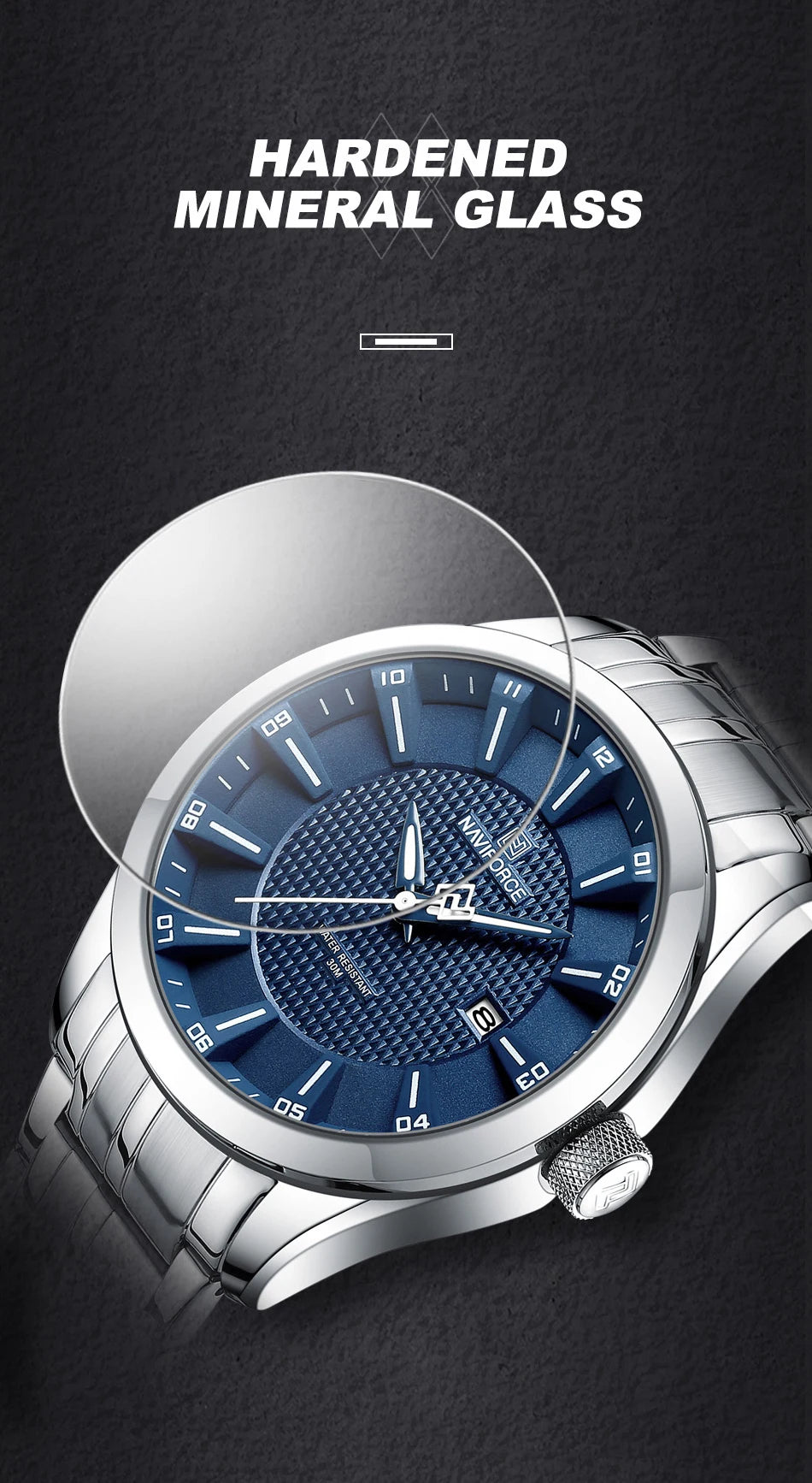 NAVIFORCE New Style Man's Watch Waterproof Quartz Calendar Date Clock Stainless Steel  Male Business Casual Wristwatch Gifts Box