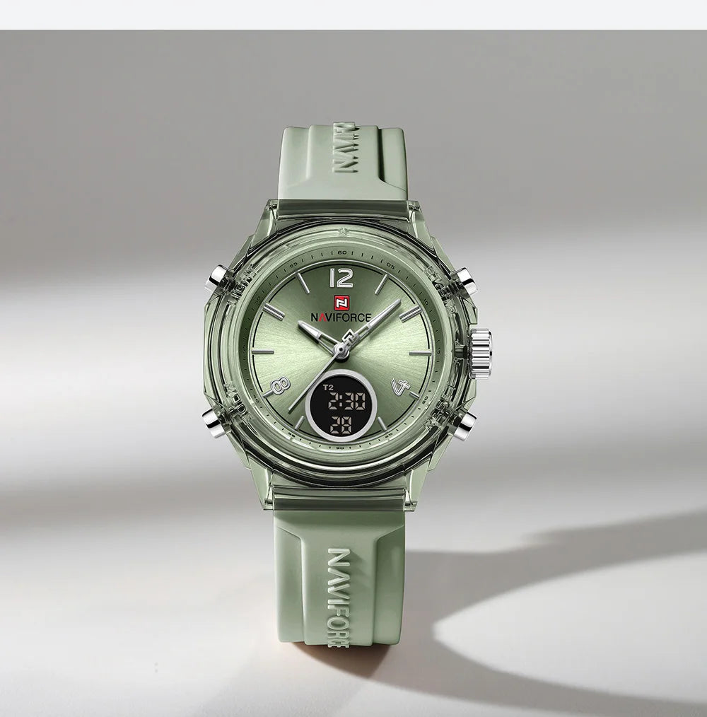 NAVIFORCE Watches For Woman Quartz Dual Display 5ATM Waterproof Ladies Casual Fashion Sports Girls Outdoor Wristwatch Gifts Box