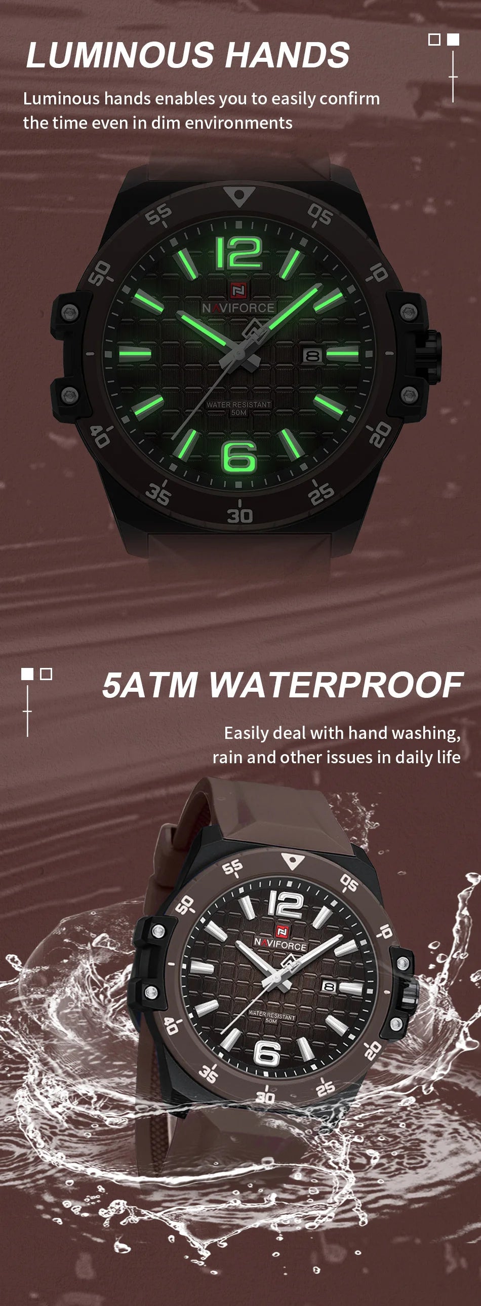 NAVIFORCE Brand New Men's Luxury Watches High Quality Business Quartz Wristwatch Auto Date Waterproof Clock Relogio Masculino