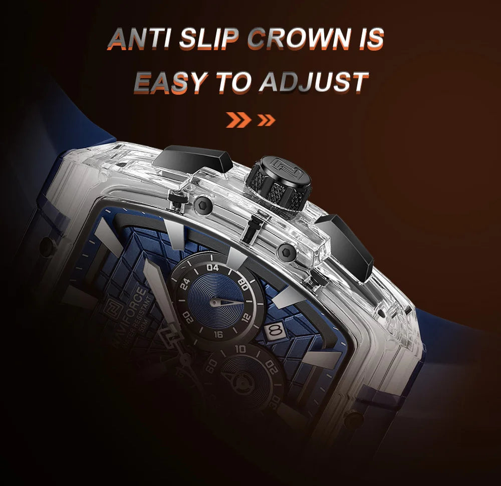 NAVIFORCE Top Brand Watches Men Quartz 5ATM Waterproof Date Luminous Clocks Trendy Sport Outdoor Chronograph Wristwatch for Male