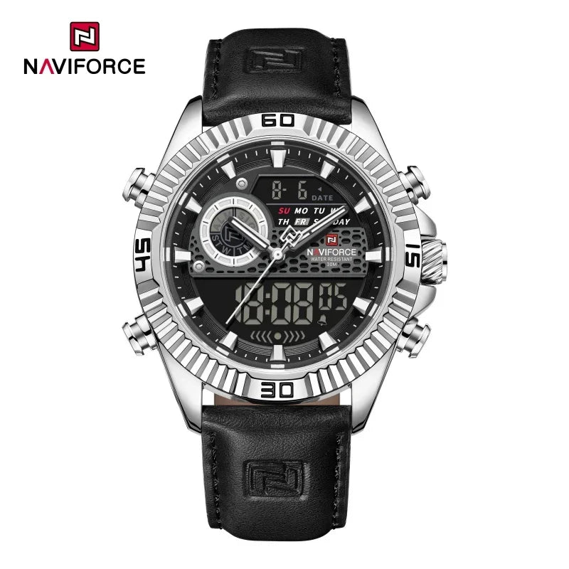 NAVIFORCE Men's Watches Sport Quartz Analog LCD Digital Wristwatch 30m Waterproof Luminous Chronograph Watch for Men Date Clock